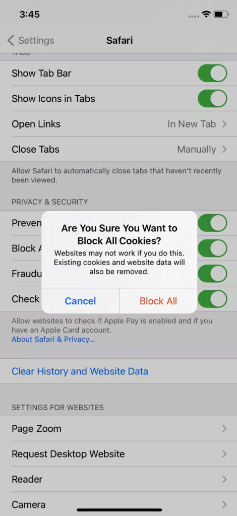 iPhone да блокирате проследяването на реклами