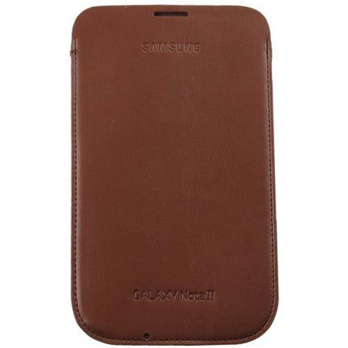 Samsung Leather Pouch - оригинален кожен калъф за Galaxy Note 2 N7100 и смартфони с 5.5 инча дисплей (кафяв)