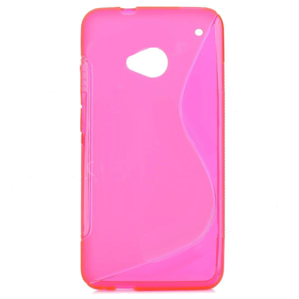 S-Line Cover Case - силиконов калъф за HTC ONE M7 (розов-прозрачен)