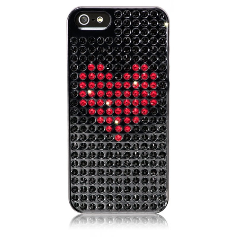 Bling My Thing Heart Extravaganza - кейс с кристали Сваровски за iPhone 5, iPhone 5S, iPhone SE (черен)