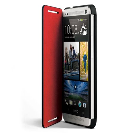 HTC Double Dip Flip HC V851 - оригинален кейс за HTC ONE mini (черен-червен)