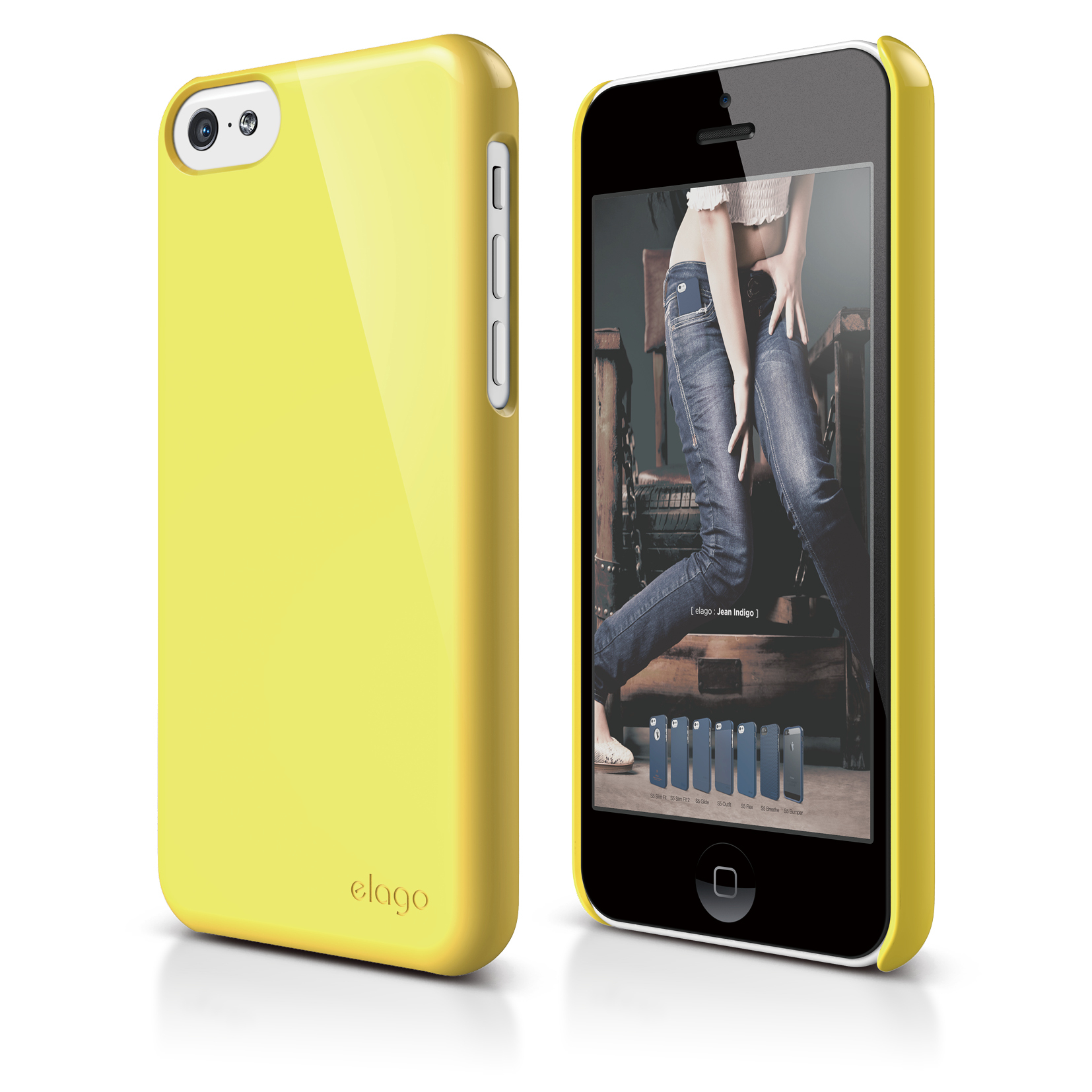 Elago C5 Slim Fit 2 Case + HD Clear Film - кейс и HD покритие за iPhone 5C (жълт)