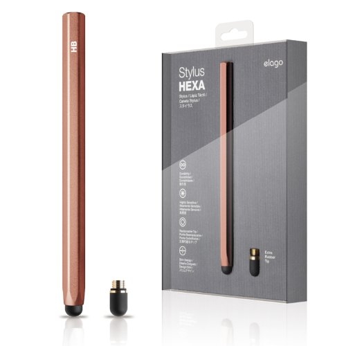 Elago Stylus Pen Hexa - алуминиева писалка за iPhone, iPad и капацитивни дисплеи (кафяв)