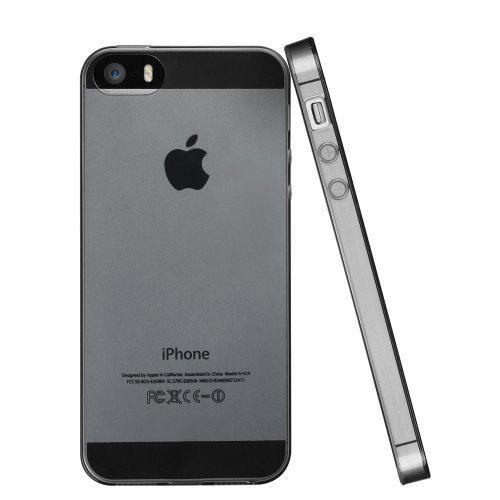 Ultra-Slim Case - тънък силиконов (TPU) калъф (0.3 mm) за iPhone 5, iPhone 5S, iPhone SE (черен-прозрачен)