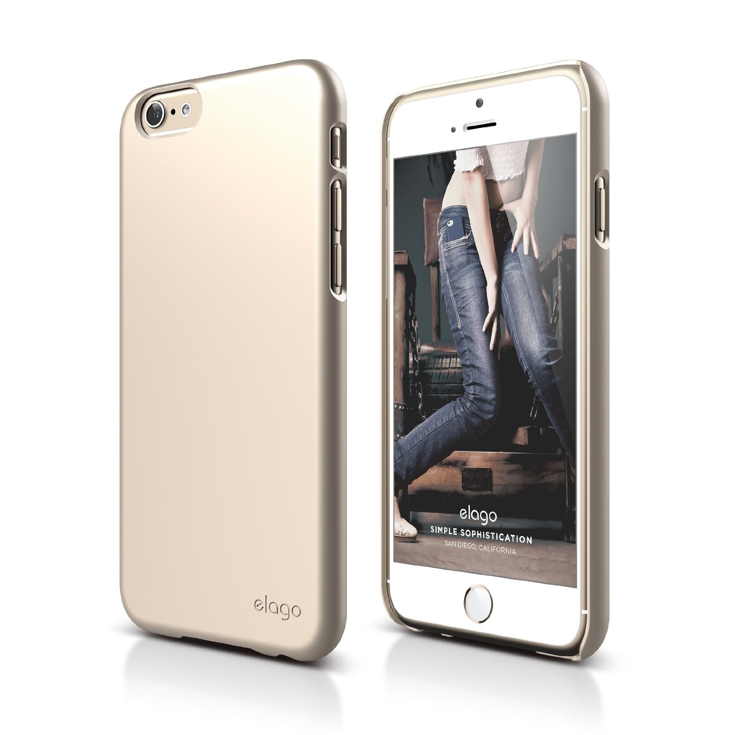 Elago S6 Slim Fit 2 Case + HD Clear Film - качествен кейс и HD покритие за iPhone 6, iPhone 6S (златист)