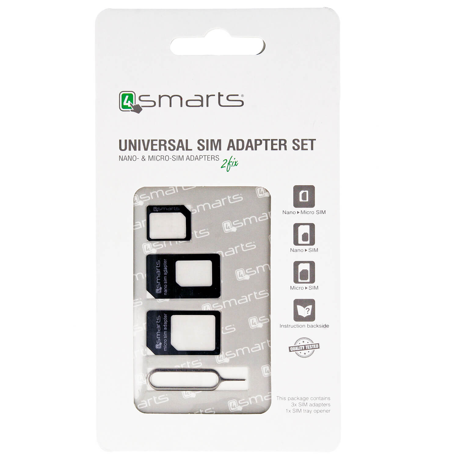 4smarts Universal SIM-Adapter Set - комплект адаптери за мобилни устройства с нано и микро сим (черен)