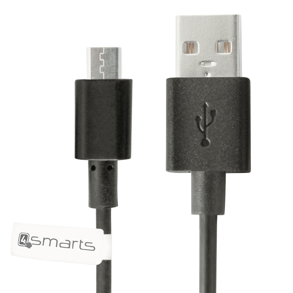4smarts BasicCord Micro-USB Data Cable - качествен microUSB кабел за мобилни устройства и устройства с microUSB вход (черен) (bulk)