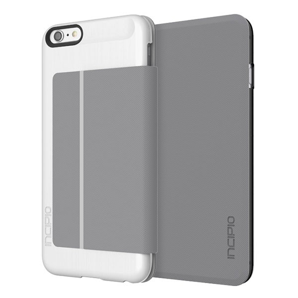 Incipio Highland case - кожен калъф тип портфейл за iPhone 6 Plus, iPhone 6S Plus (сив-бял)