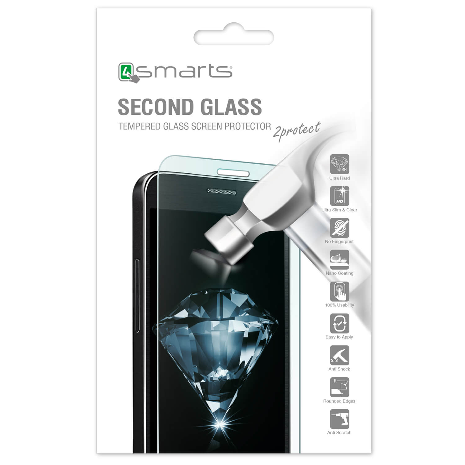 4smarts Second Glass - калено стъклено защитно покритие за дисплея на Samsung Galaxy J1 (2016) (прозрачен)