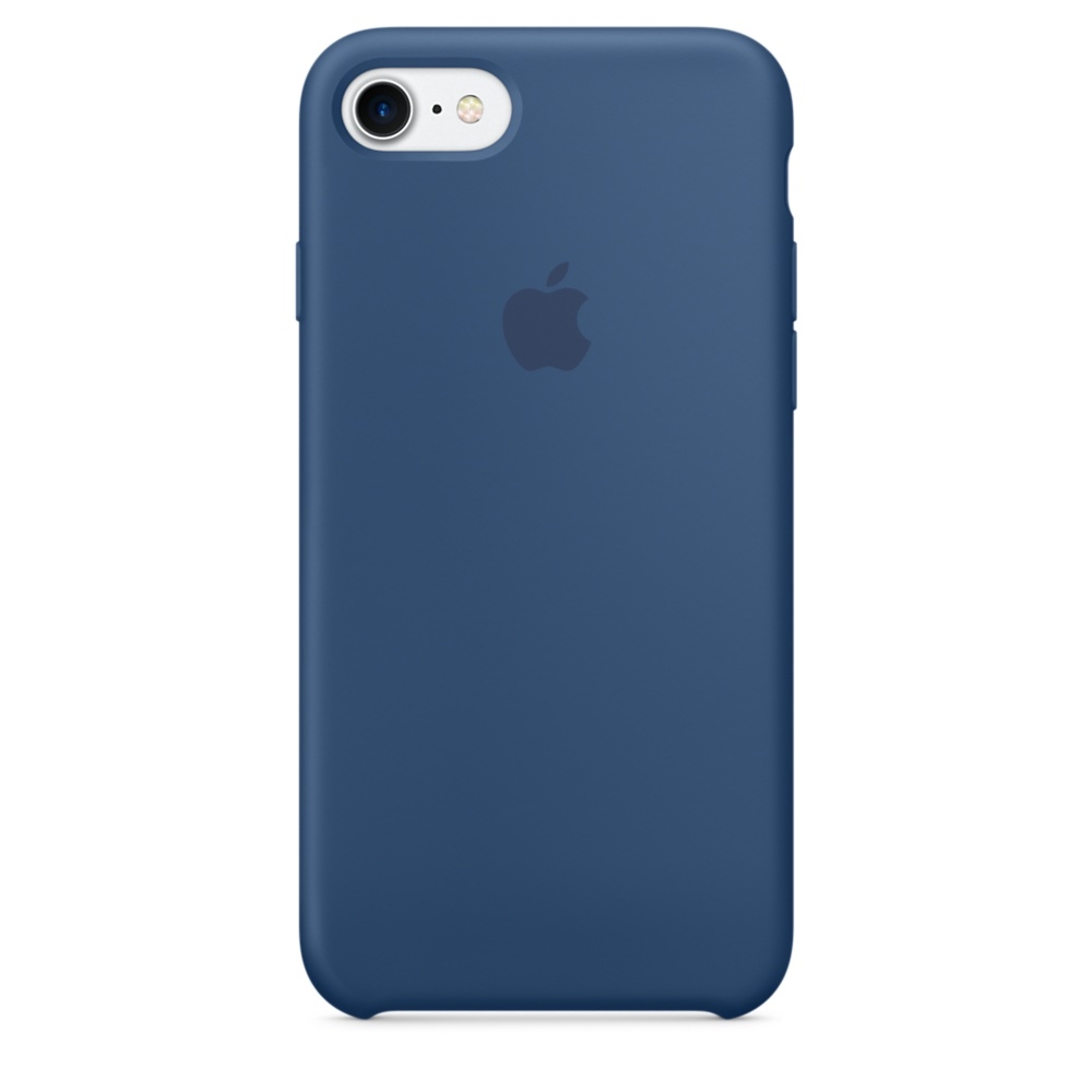 Apple Silicone Case - оригинален силиконов кейс за iPhone 8, iPhone 7 (син)