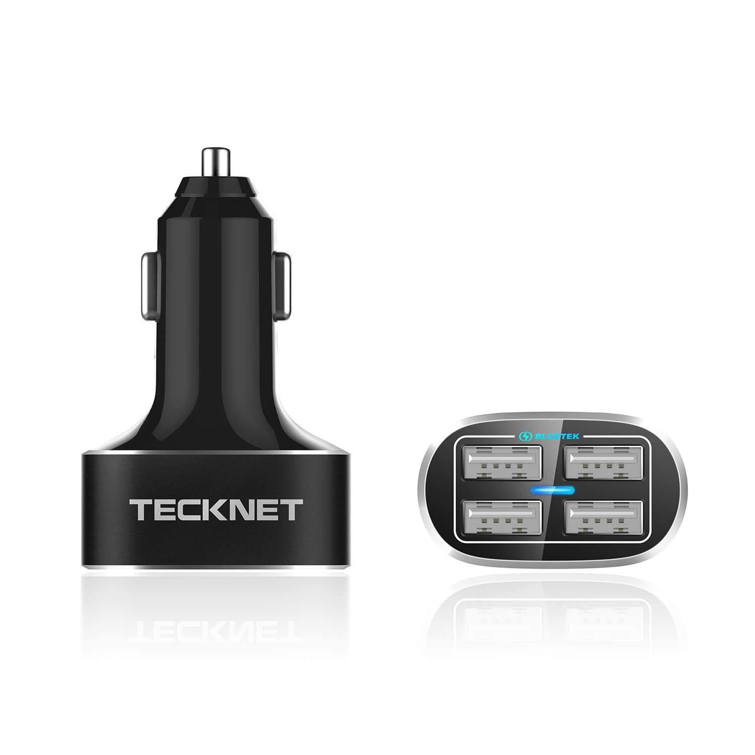 TeckNet PowerDash iEP174 D2 9.6A/48W USB Car Charger - зарядно за кола (9.6A/48W) с 4xUSB порта за мобилни устройства (черен)