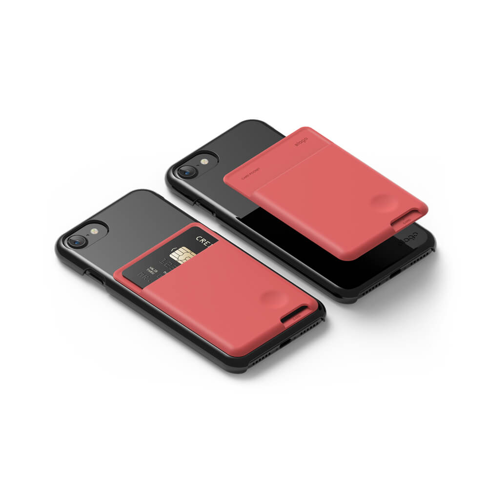 Elago Card Pocket - поставка тип джоб за документи и карти, прикрепяща се към всяко мобилно устройство (червен)