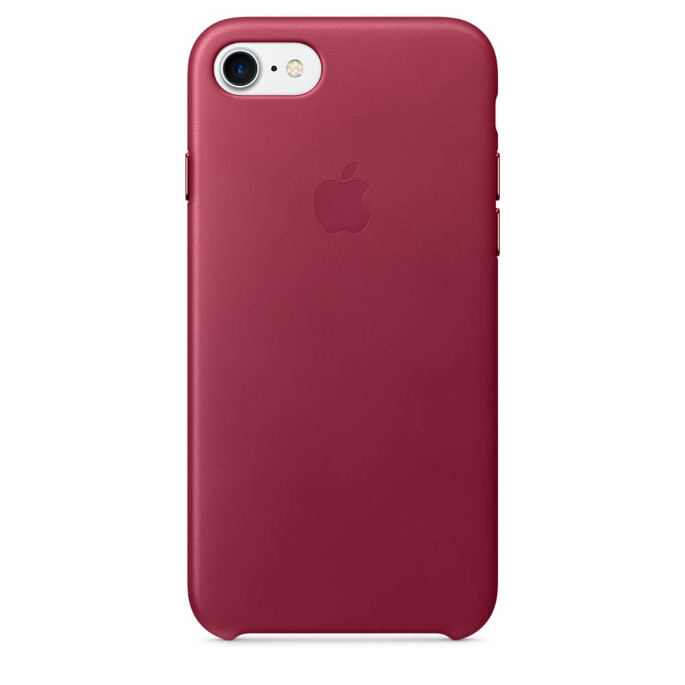 Apple iPhone Leather Case - оригинален кожен кейс (естествена кожа) за iPhone 8, iPhone 7 (светлочервен)
