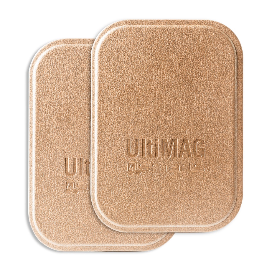 4smarts Ultimag Metal Plate - два броя метални пластини с кожено покритие за магнитни поставки (златист)