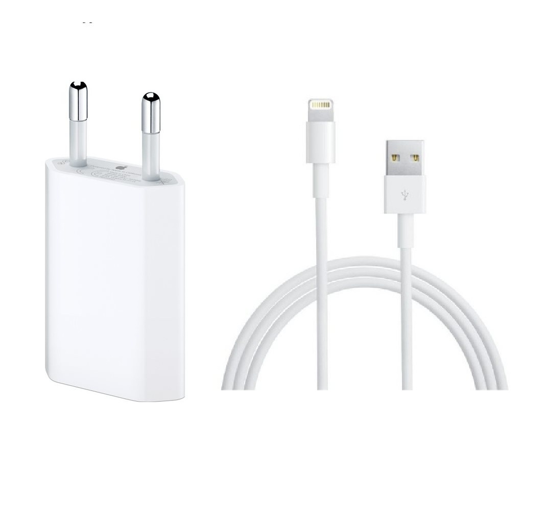 Apple Lightning Charger Set - комплект оригинален USB кабел и оригинално захранване за iPhone с Lightning вход (bulk)