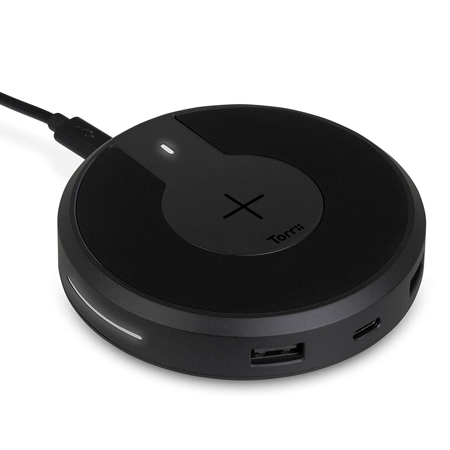 Torrii Bolt Wireless Charging Hub - поставка (пад) за безжично захранване за QI съвместими устройства и зареждане на до още 3 устройства чрез кабел (черен)