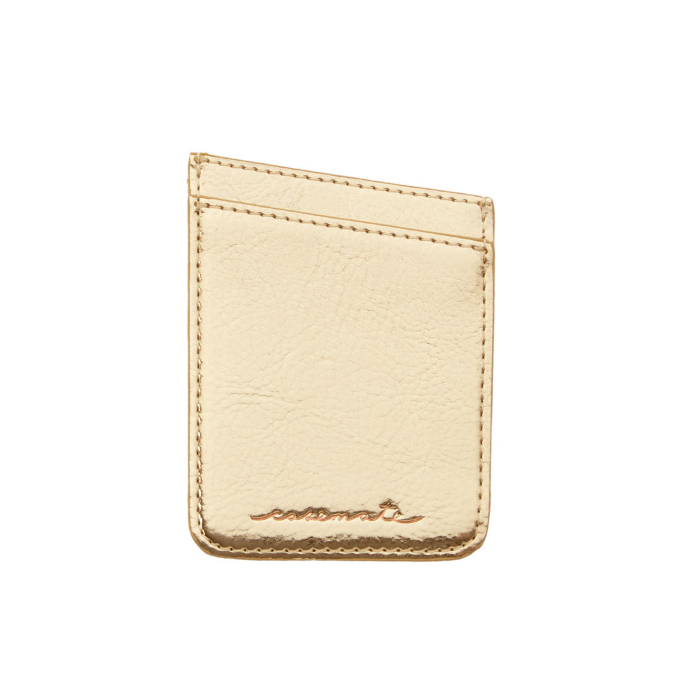 CaseMate Pockets - кожено калъфче, тип джоб за гърба на вашия телефон, побиращо до две кредитни/дебитни карти (златист)