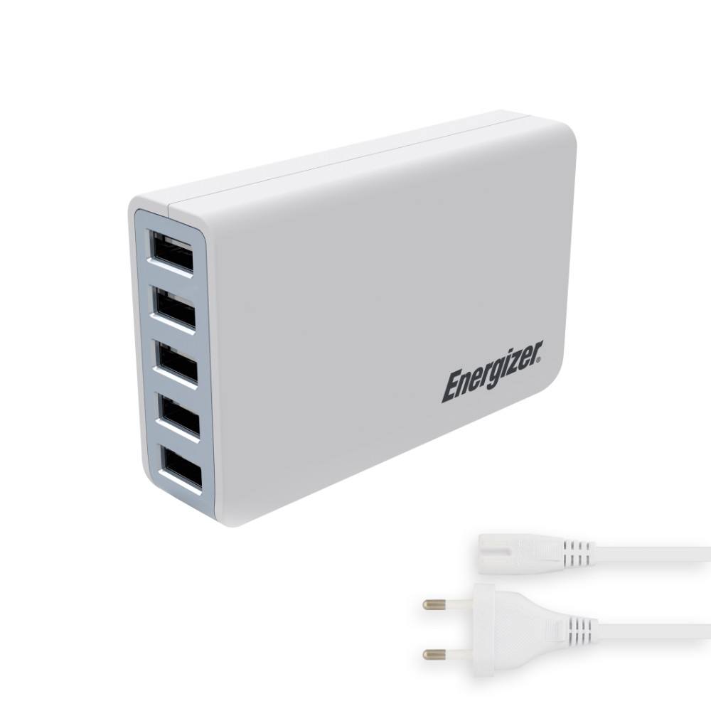 Energizer Multi Port 5 USB Wall Charger - захранване за ел. мрежа 8A с 5xUSB изхода (бял)