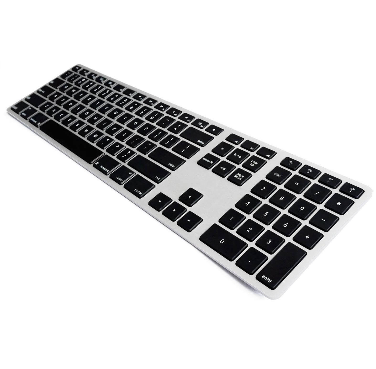 Matias Backlit Wireless Aluminum Keyboard with Numeric Keypad - качествена алуминиева безжична клавиатура с подсветка (черен-сребрист) 
