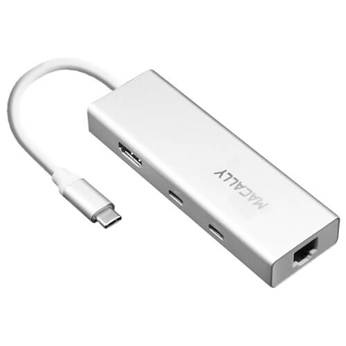 Macally UCDock 4K USB-C Multiport Hub - хъб за свързване от USB-C към HDMI, Ethernet, 2 x USB-C, 2 x USB 3.0 (сребрист)