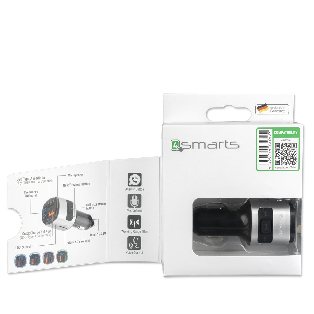 4smarts Media Assist Car Charger with FM Transmitter and Media-In