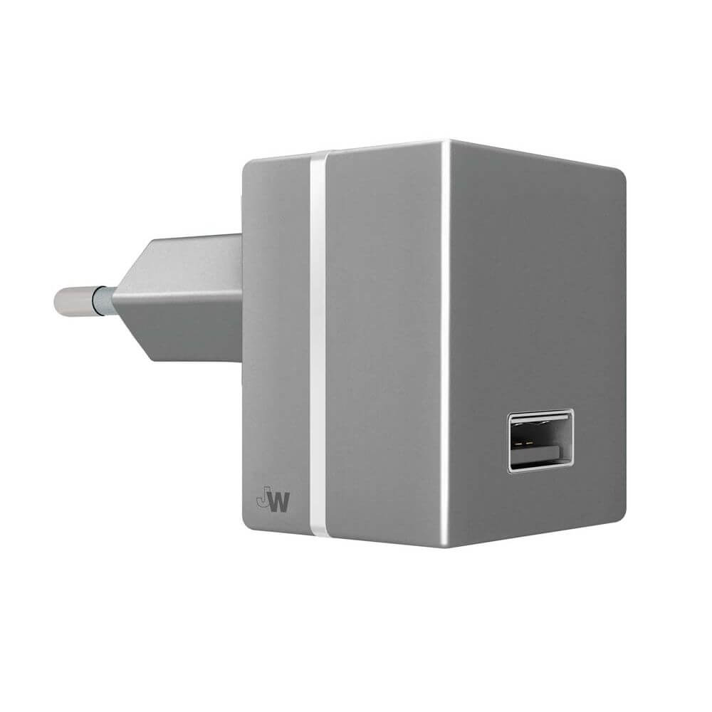 Just Wireless Mains Charger 2.4A EU - захранване за ел. мрежа 2.4A с USB изход (тъмносив)