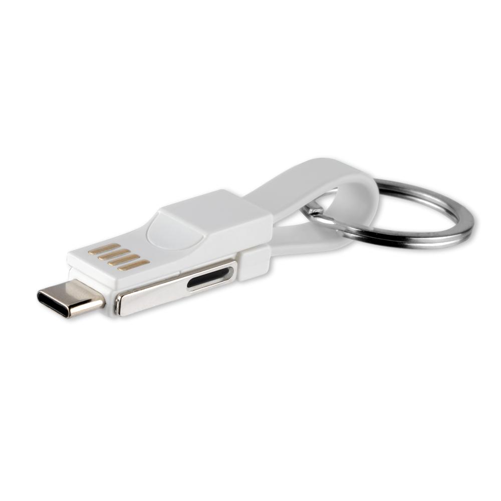 4smarts 3in1 Mini Cable KeyRing - кабел тип ключодържател за Lightning, USB-C и MicroUSB стандарти (бял) (bulk)