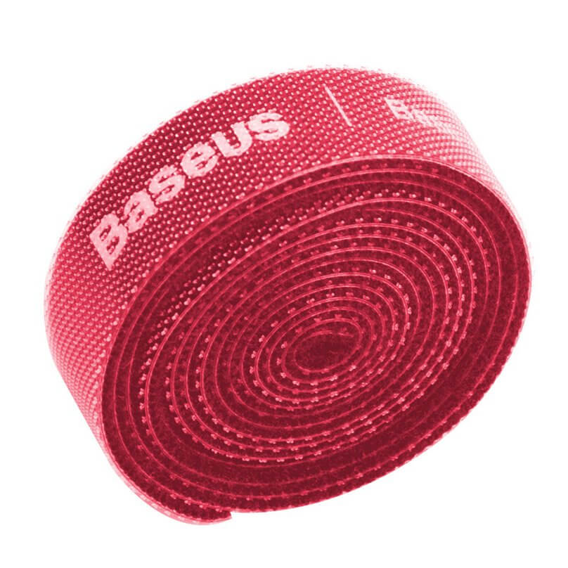 Baseus Rainbow Circle Velcro Strap - велкро лента за организиране на кабели (100 см) (червен)