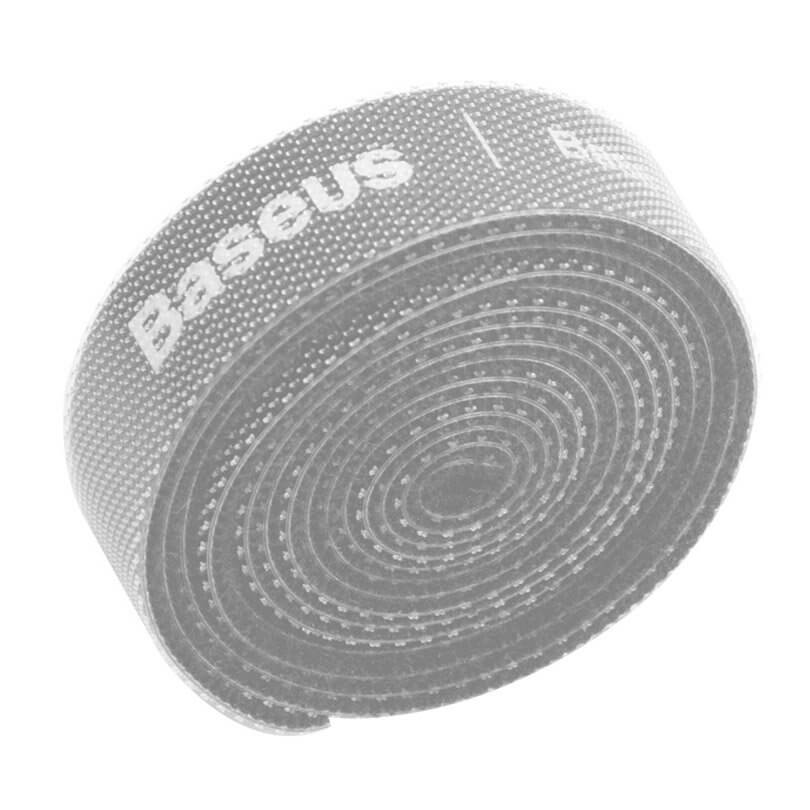Baseus Rainbow Circle Velcro Strap (ACMGT-E0G) - велкро лента за организиране на кабели (100 см) (сив)
