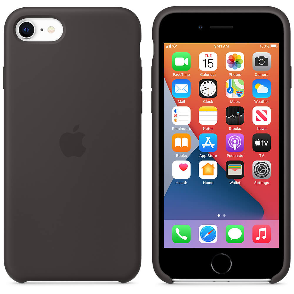 Apple Silicone Case - оригинален силиконов кейс за iPhone SE (2022), iPhone SE (2020), iPhone 8, iPhone 7 (тъмносив)