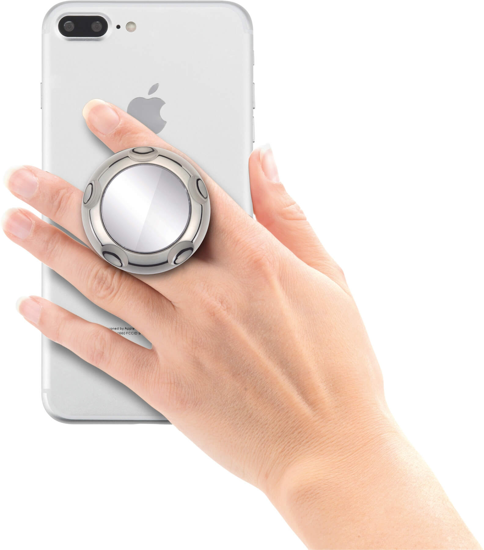 Jumpop Smartphone-Fingerholder - поставка и аксесоар против изпускане с огледало на вашия смартфон (сив-гланц)