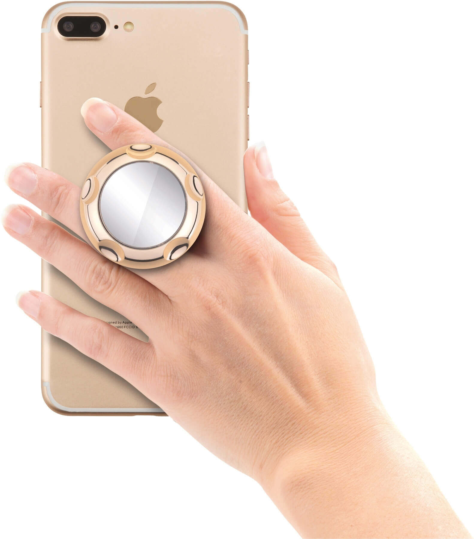 Jumpop Smartphone-Fingerholder - поставка и аксесоар против изпускане с огледало на вашия смартфон (златист-гланц)