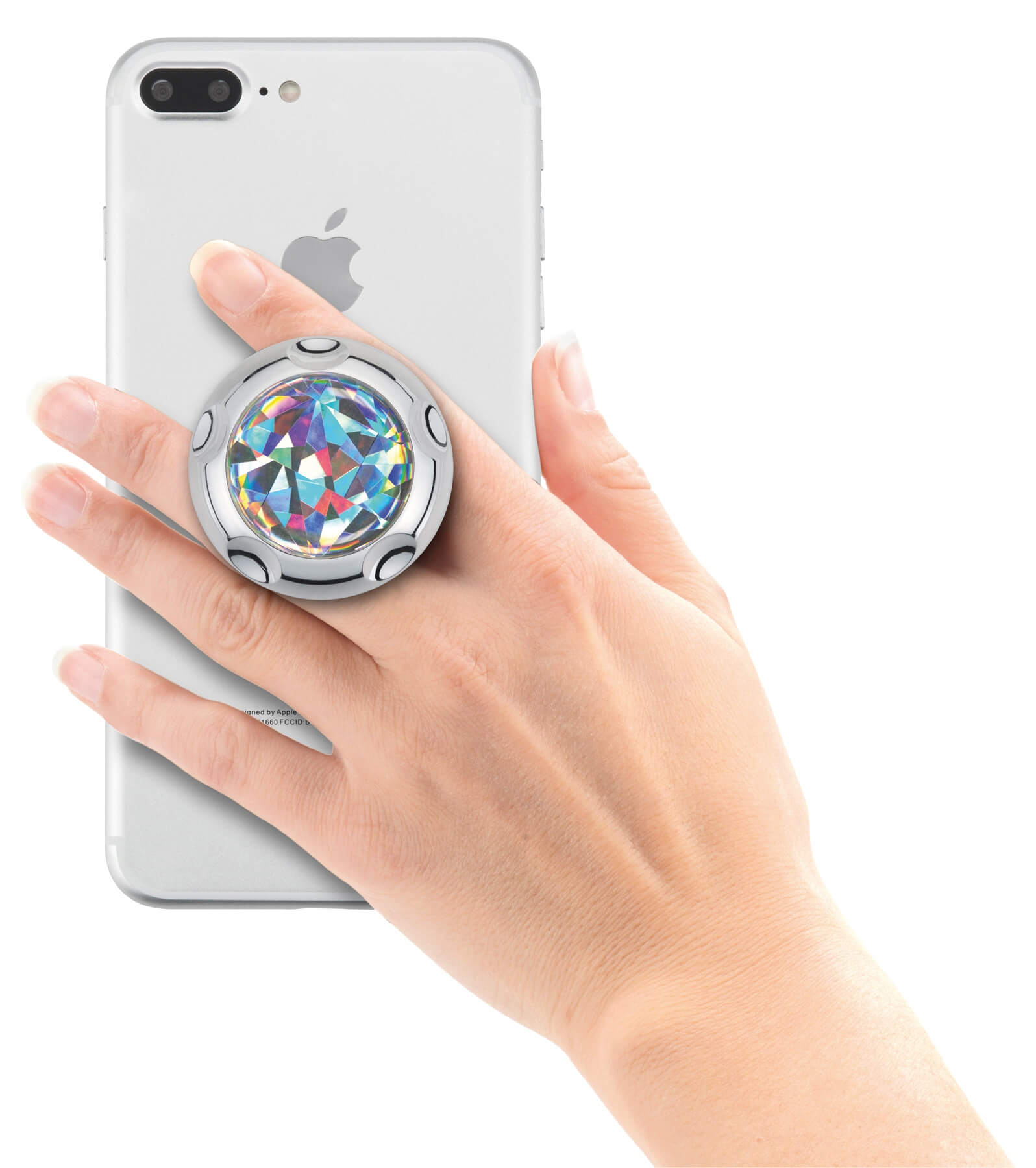 Jumpop Glamour Diamond Cut Smartphone-Fingerholder  - поставка и аксесоар против изпускане на вашия смартфон (сребрист-гланц)