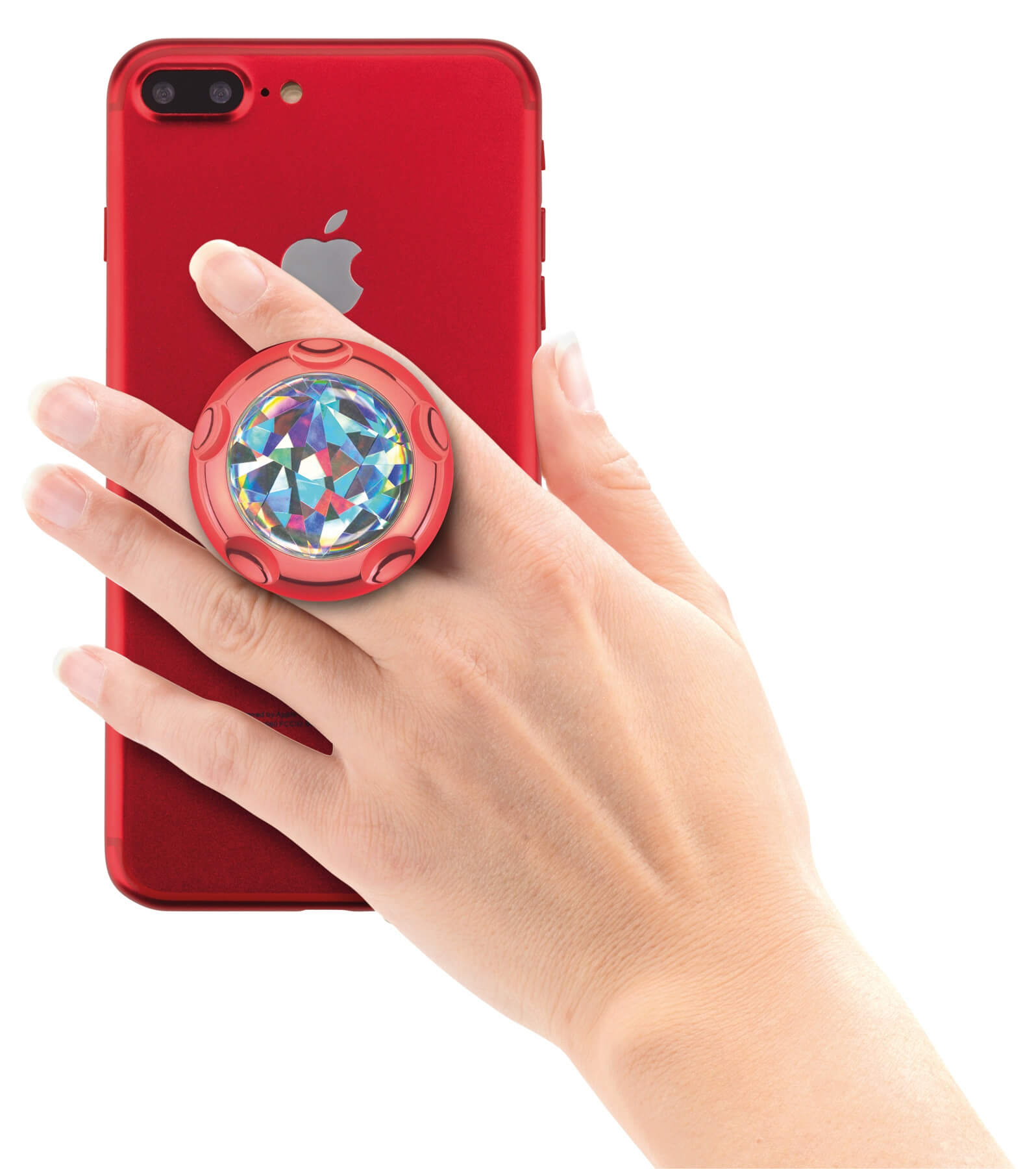 Jumpop Glamour Diamond Cut Smartphone-Fingerholder  - поставка и аксесоар против изпускане на вашия смартфон (червен-гланц)