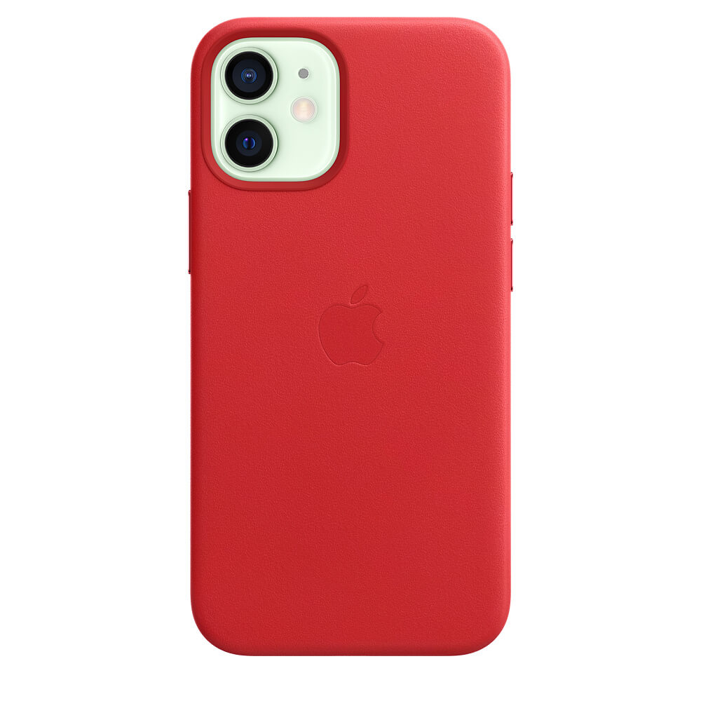 Apple iPhone Leather Case with MagSafe - оригинален кожен кейс (естествена кожа) за iPhone 12 Mini (червен)