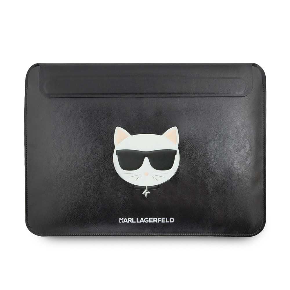 Karl Lagerfeld Choupette Laptop Sleeve - дизайнерски кожен калъф за MacBook и преносими компютри до 13 инча (черен)