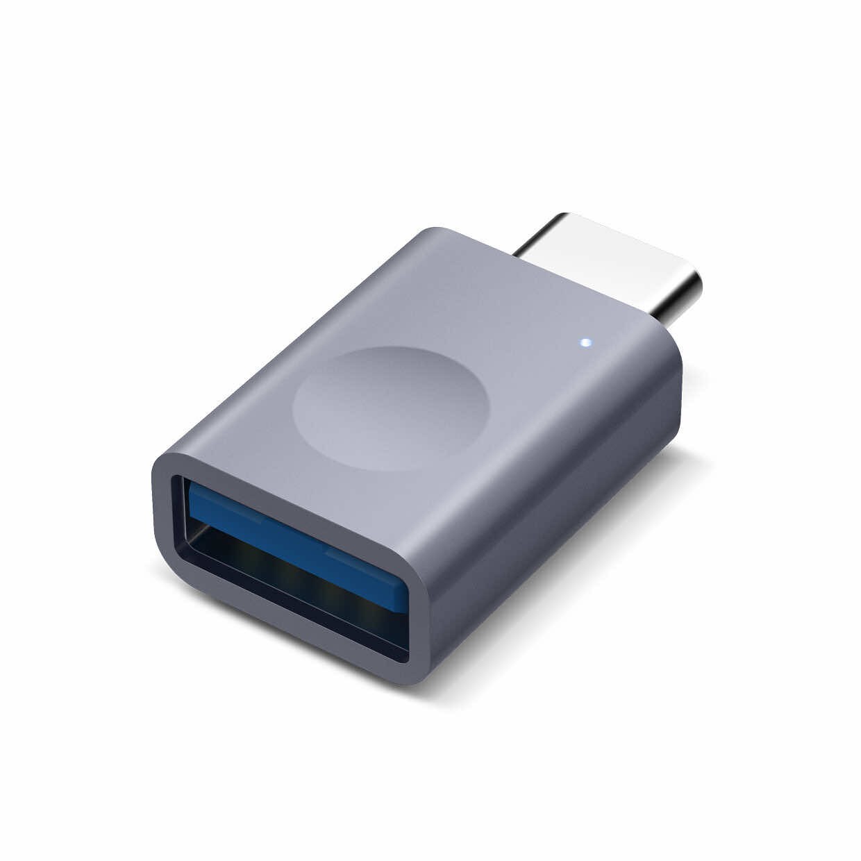 Elago LED USB-C Male to USB-A 3.0 Female Adapter - алуминиев USB адаптер за MacBook и устройства с USB-C порт (тъмносив)