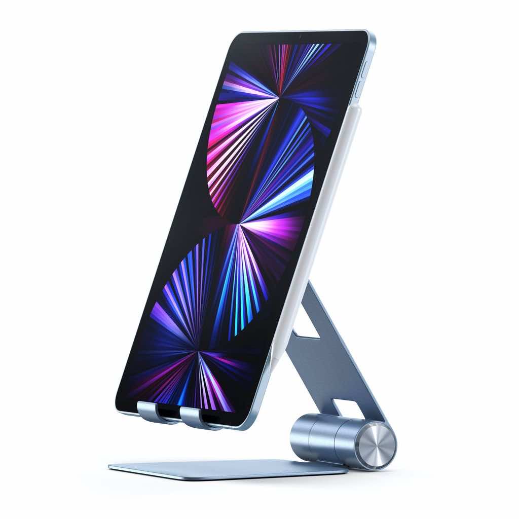 Satechi R1 Aluminum Foldable Stand - сгъваема алуминиева поставка за мобилни телефони, таблети и лаптопи до 12 инча (син)