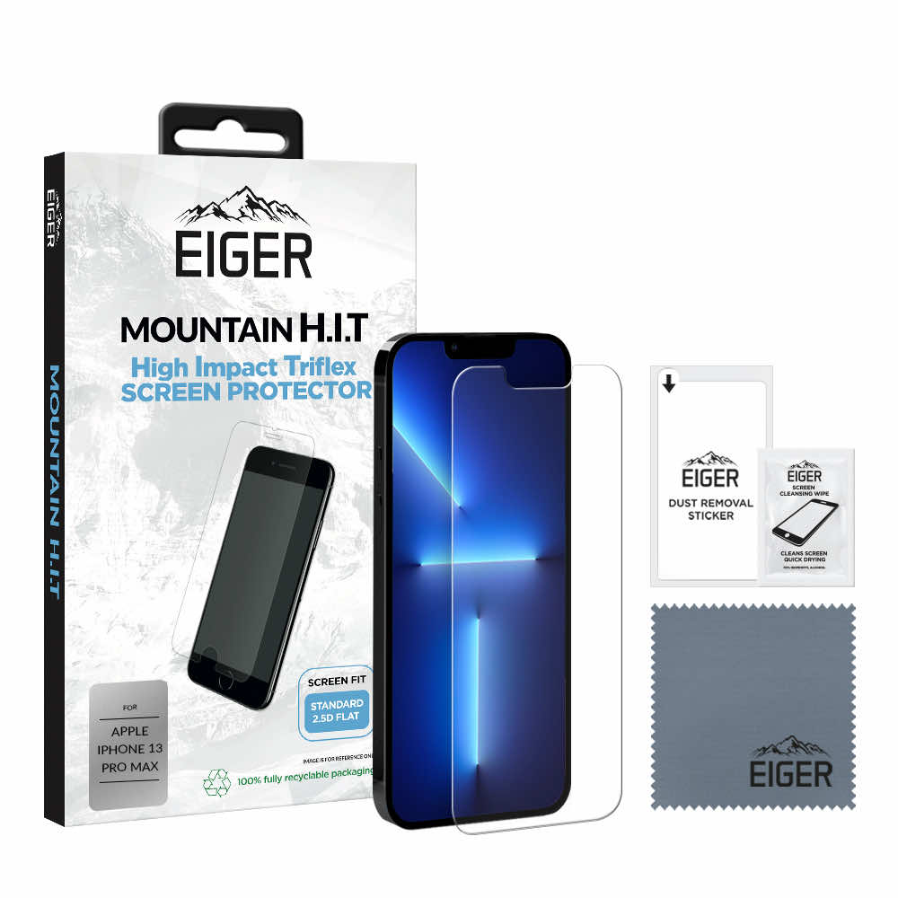 Eiger H.I.T. Screen Protector - качествено защитно покритие за дисплея на  iPhone 13 Pro Max (един брой) Цена — Dice.bg