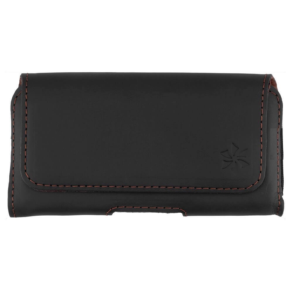 Honju Horizon Smooth Belt Leather Case Universal - кожен (естествена кожа) калъф за iPhone 13 Pro Max, 12 Pro Max и смартофни с размери до 170 x 85 мм (черен)