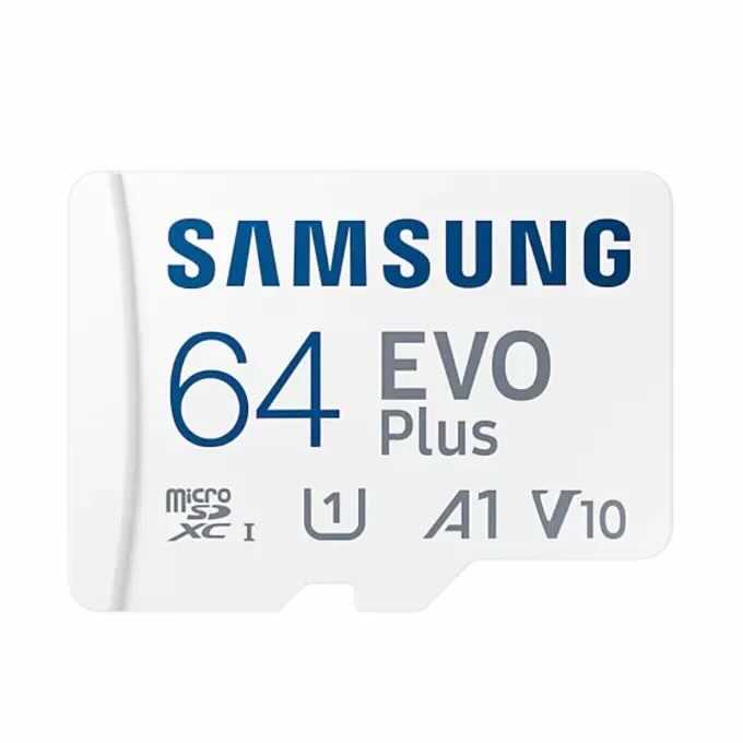 Samsung MicroSD 64GB EVo Plus A2 - microSD памет с SD адаптер за Samsung устройства (клас 10) (подходяща за GoPro, дронове и други) 