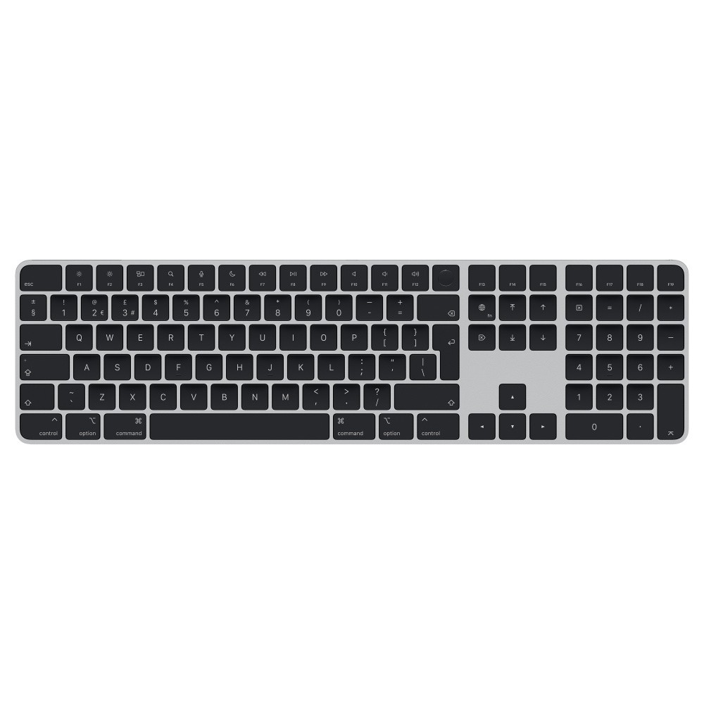 Apple Magic Wireless Keyboard with Touch ID and Numeric Keypad INT - безжична клавиатура за Mac компютри с M1 процесор (тъмносив-черен) (модел 2022)