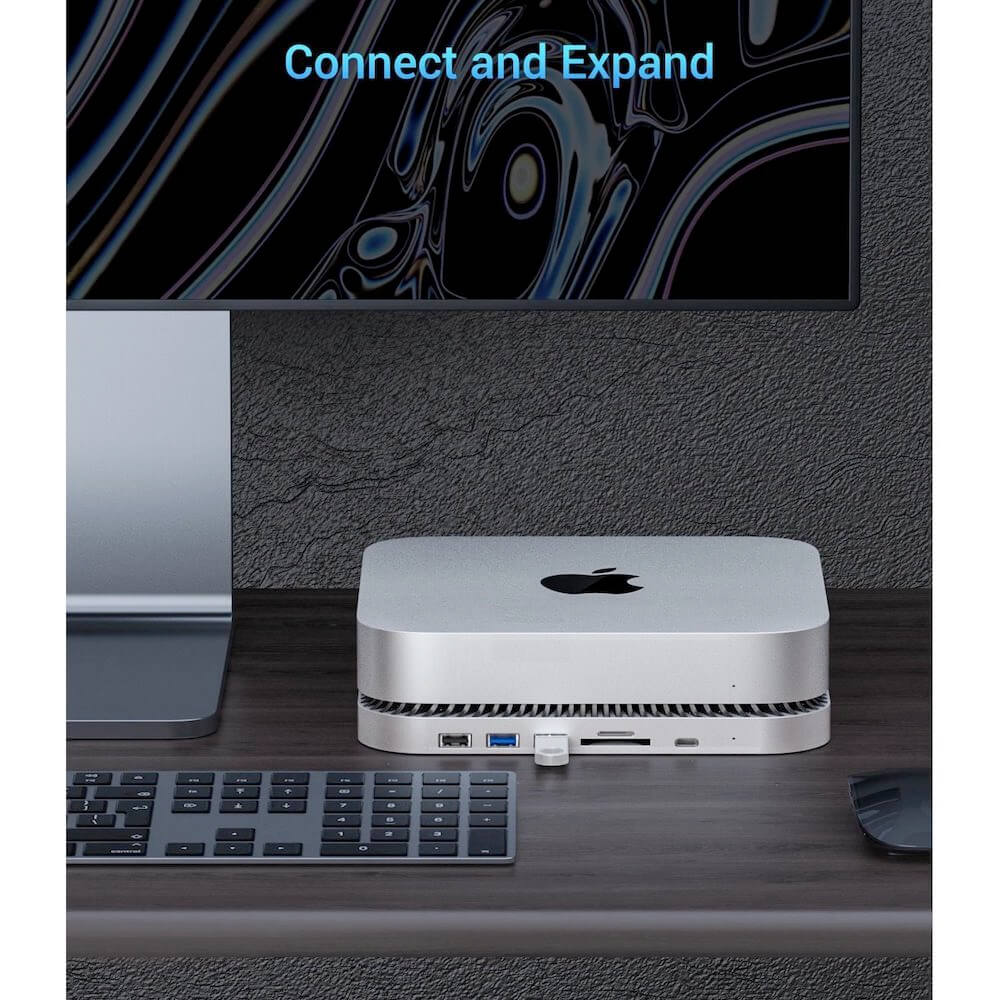 RayCue Type-C Stand & Hub with SSD&HDD Enclosure for Mac Mini/Studio and  all USB-C laptops