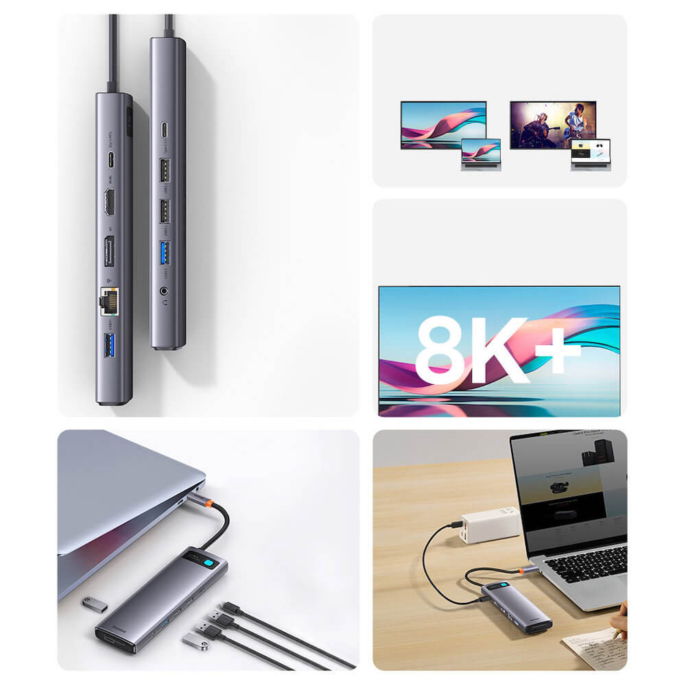 Baseus USB-C 8K Metal Gleam Series 12-in-1 Hub (WKWG020213) (space gray)  Price —