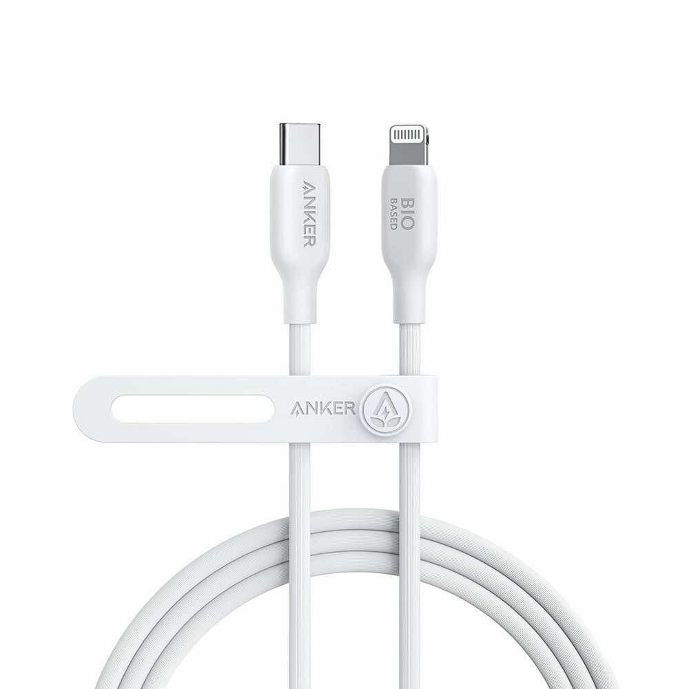 Anker 541 Bio-Based USB-C to Ligthning Cable - сертифициран (MFI) USB-C към Lightning кабел за Apple устройства с Lightning порт (180 см) (бял)