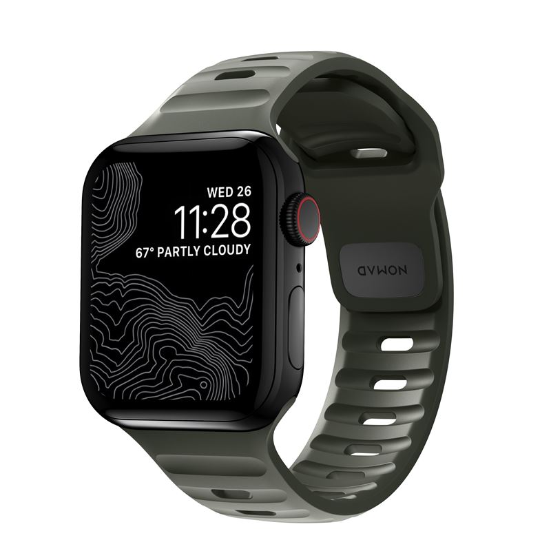 Nomad Sport Band - силиконова каишка за Apple Watch 42мм, 44мм, 45мм, Ultra 49мм (тъмнозелен)