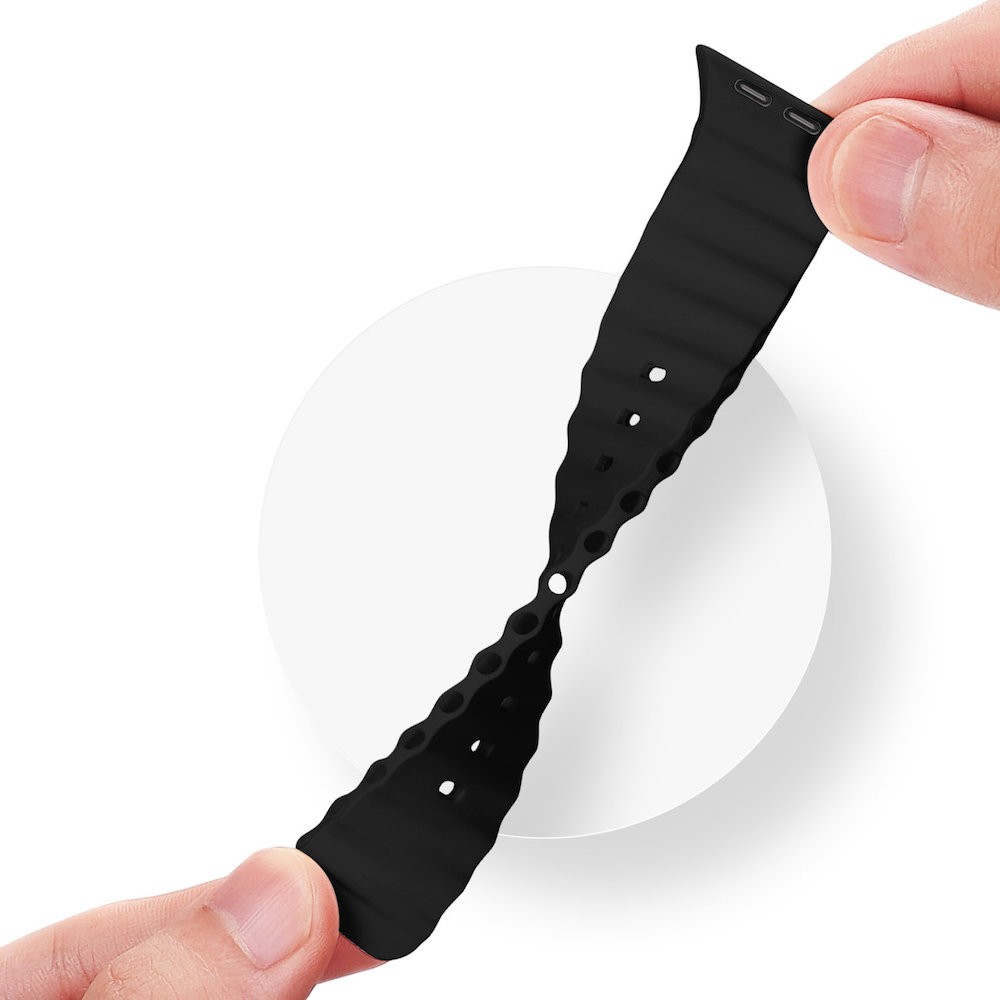 Dux Ducis Silicone Bracelet Strap (OceanWave Version) - силиконова каишка за Apple Watch 38мм, 40мм, 41мм (черен)