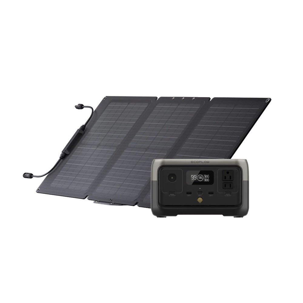 EcoFlow RIVER 2 Portable Power Station 256Wh With 60W Portable Solar Panel  Bundle (black) Price —