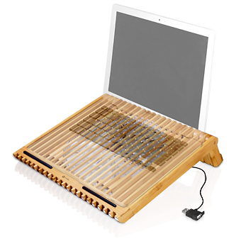 Macally EcoFanXL - бамбукова поставка с USB вентилатор за преносими компютри