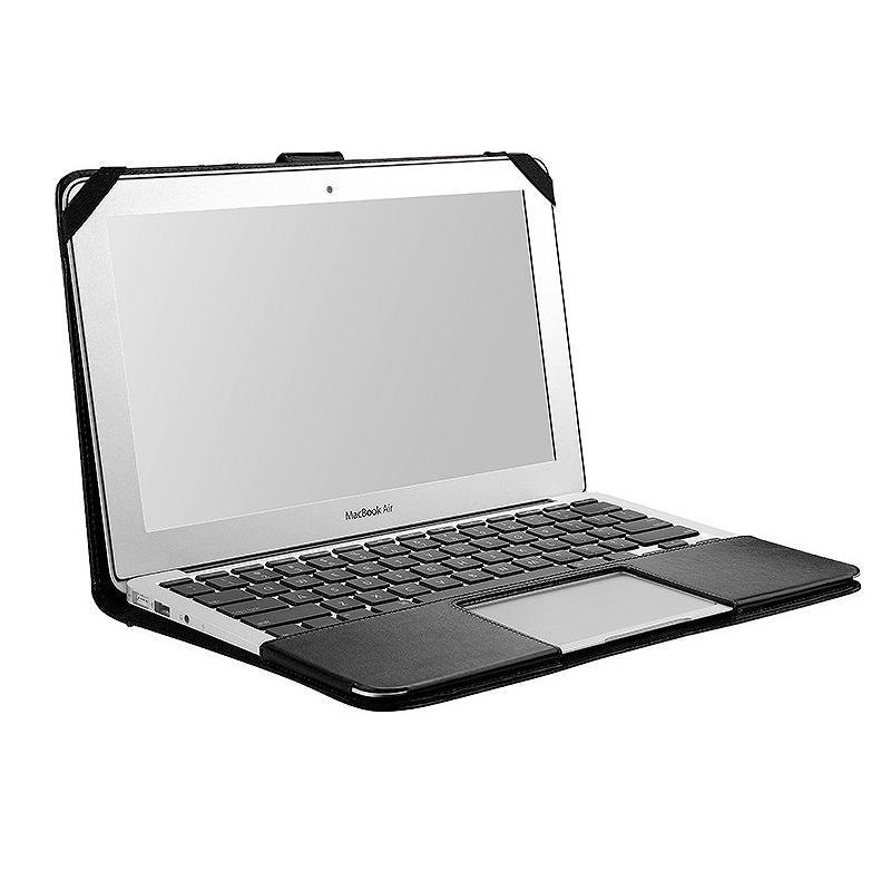 Sena Folio Leather Case - луксозен кожен калъф (естествена кожа) за MacBook Air 13 (модели от 2010 до 2017 година) (черен)